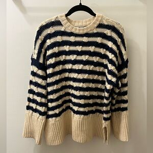 Madewell Women’s Chunky Cable-Knit Striped Sweater